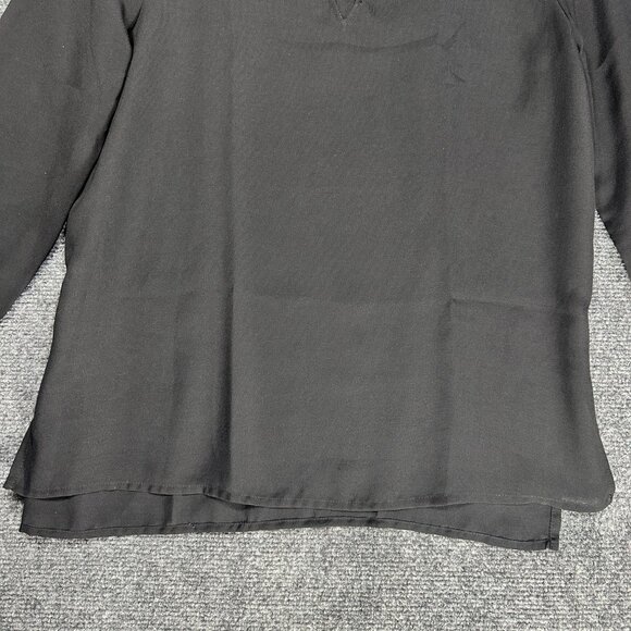 Banana Republic Blouse Womens Small Petite Black Semi Sheer V Neck Gold Detail - Picture 2 of 8